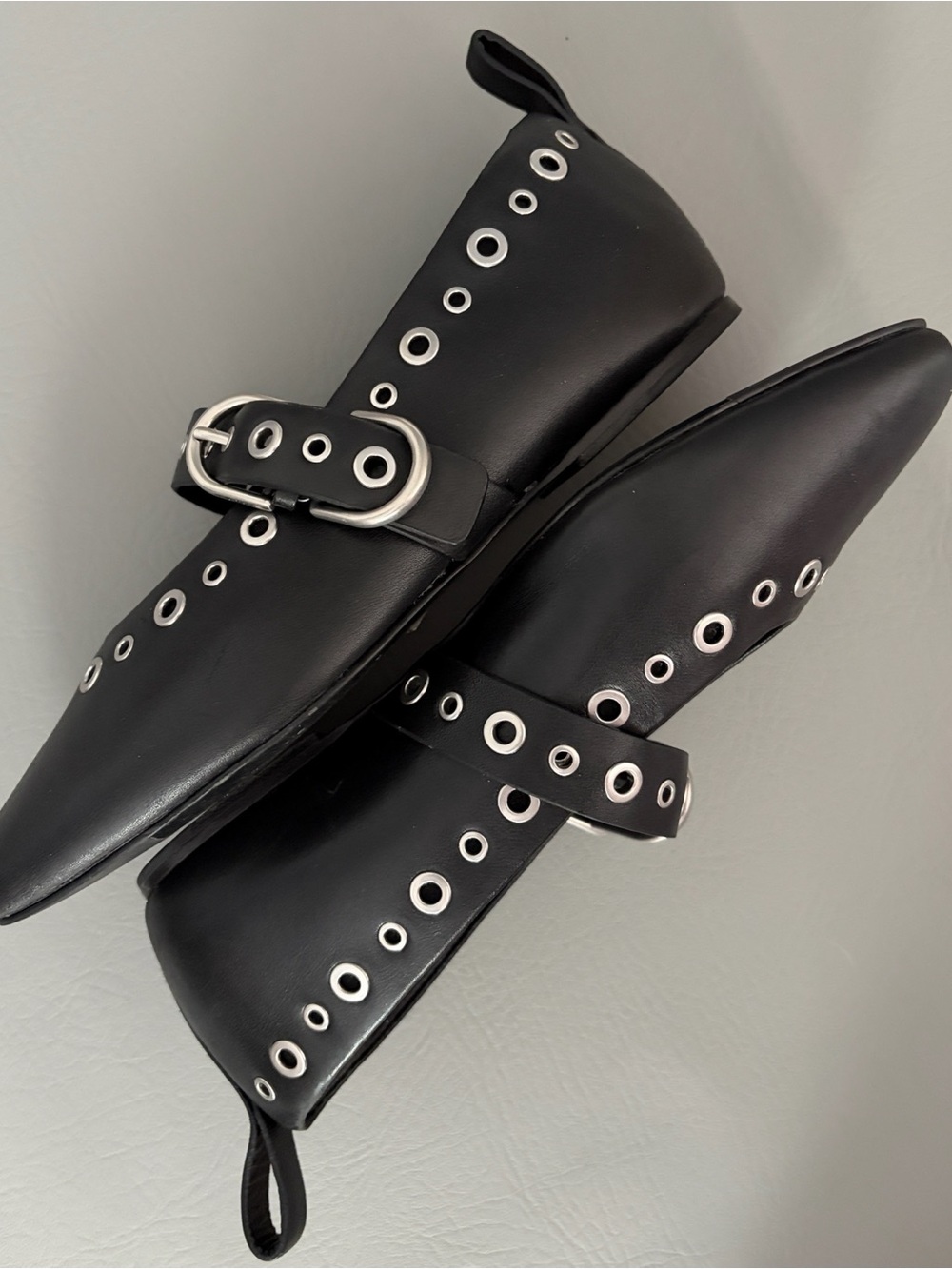 Rag & Bone Shoes Spire Leather Grommet Mary Jane Ballerina Flats Black size 8 - Picture 8 of 16